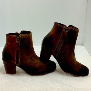 Bed Stu Boots Roan Brown Lina  Bootie Leather Distressed Block  Western 7